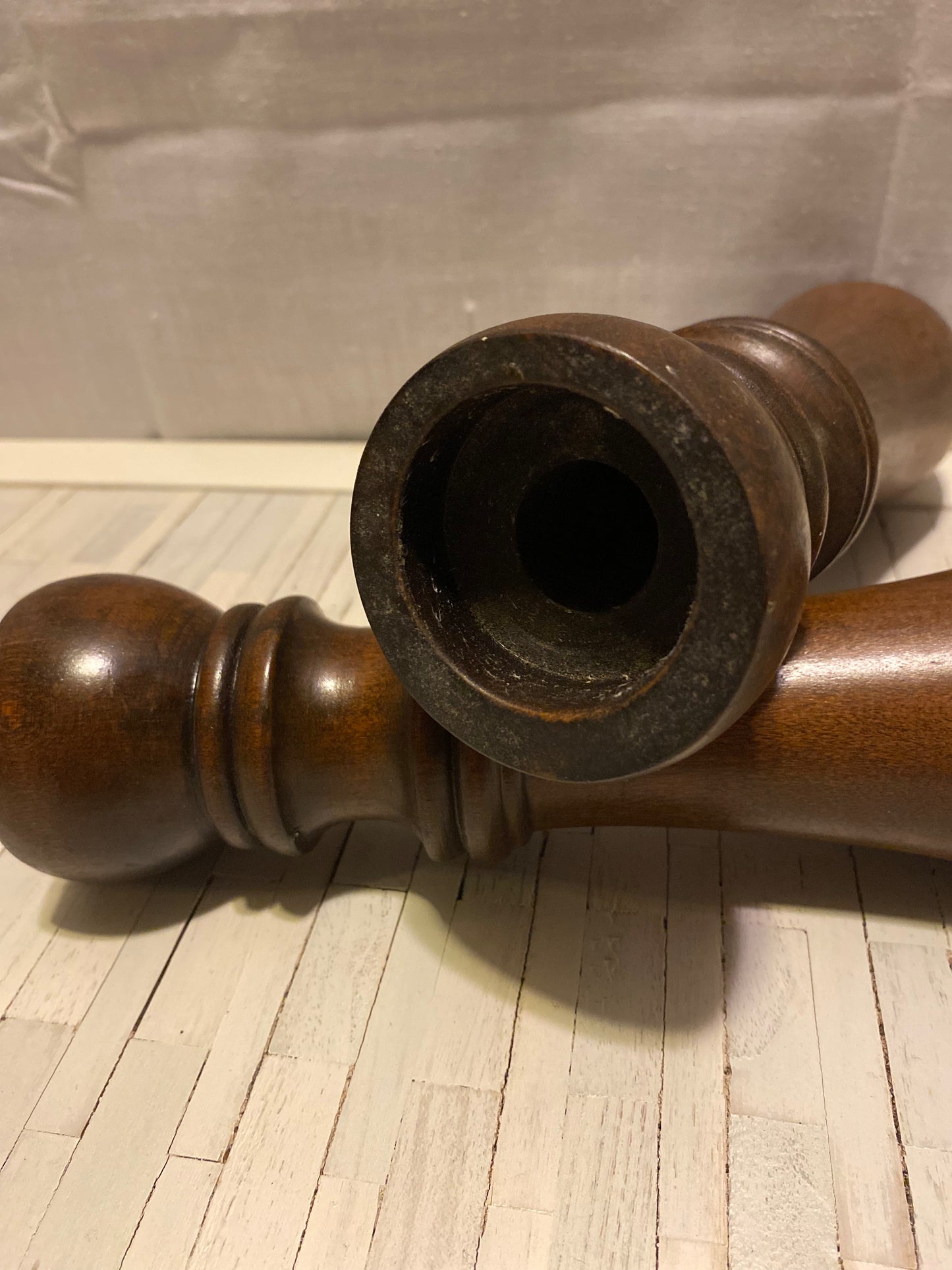 Pair of 10" Wood Candlesticks