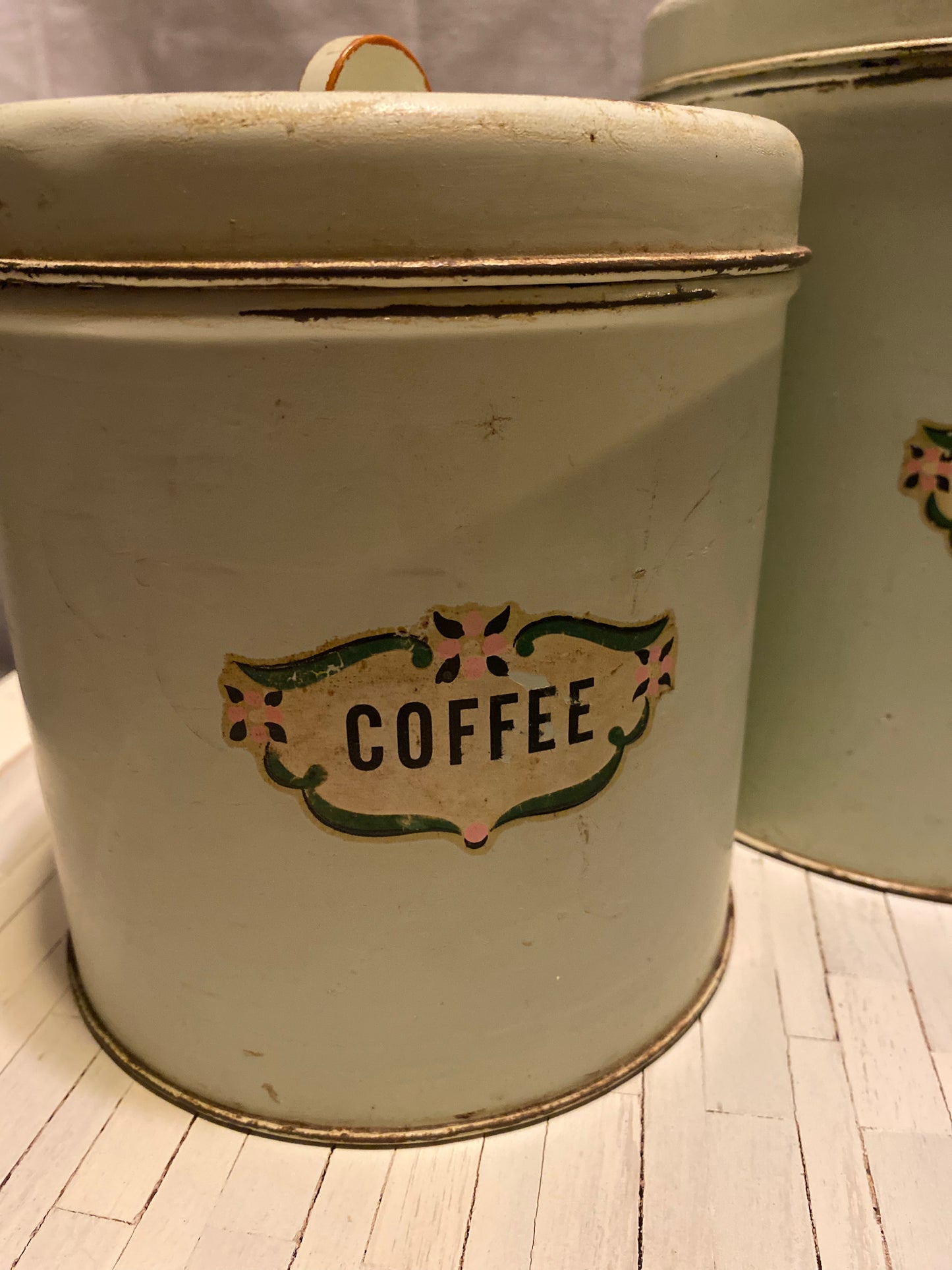 Vintage Metal Canister Set of 4 with Lids