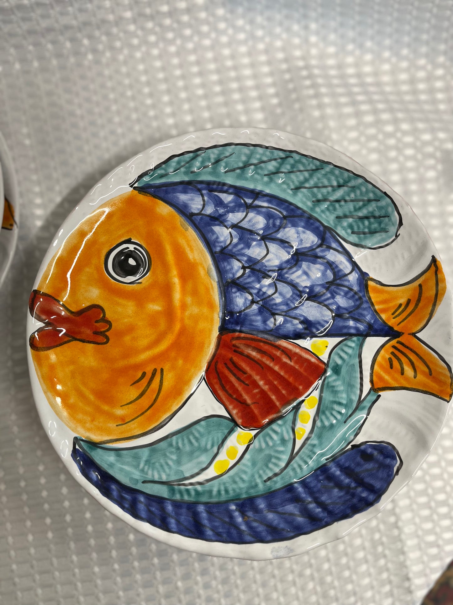 Set of 6 Duca di Camestra Dinner Plates - Fishes