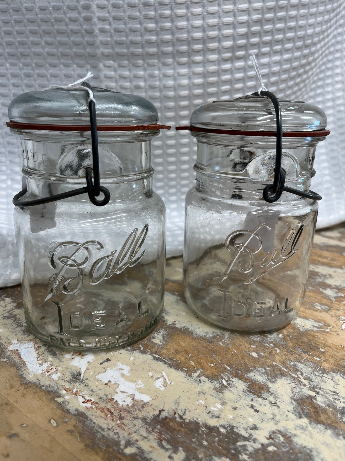 Lot of 2 Ball Ideal glass lidded jars with rubber seals