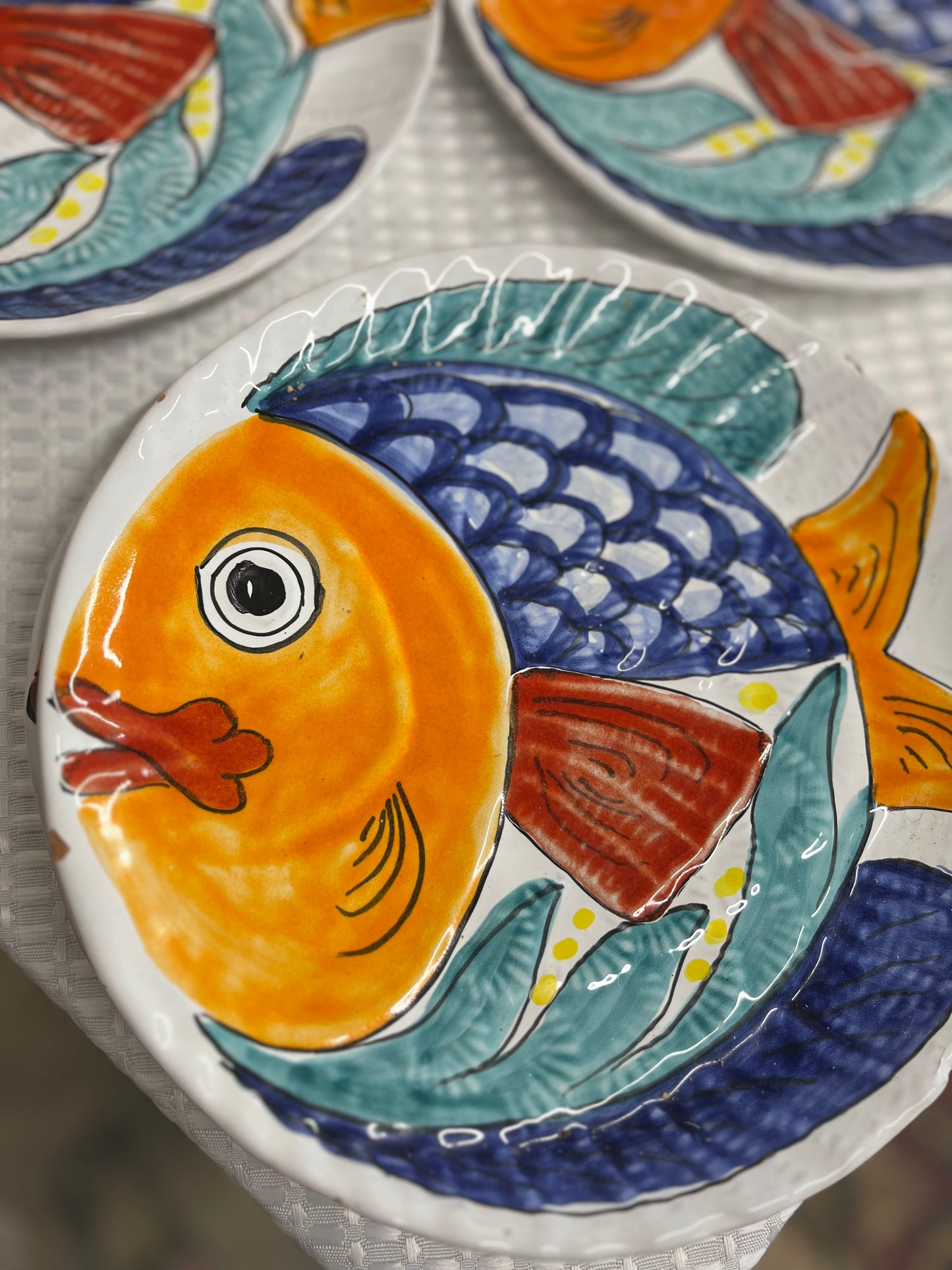 Set of 6 Duca di Camestra Dinner Plates - Fishes