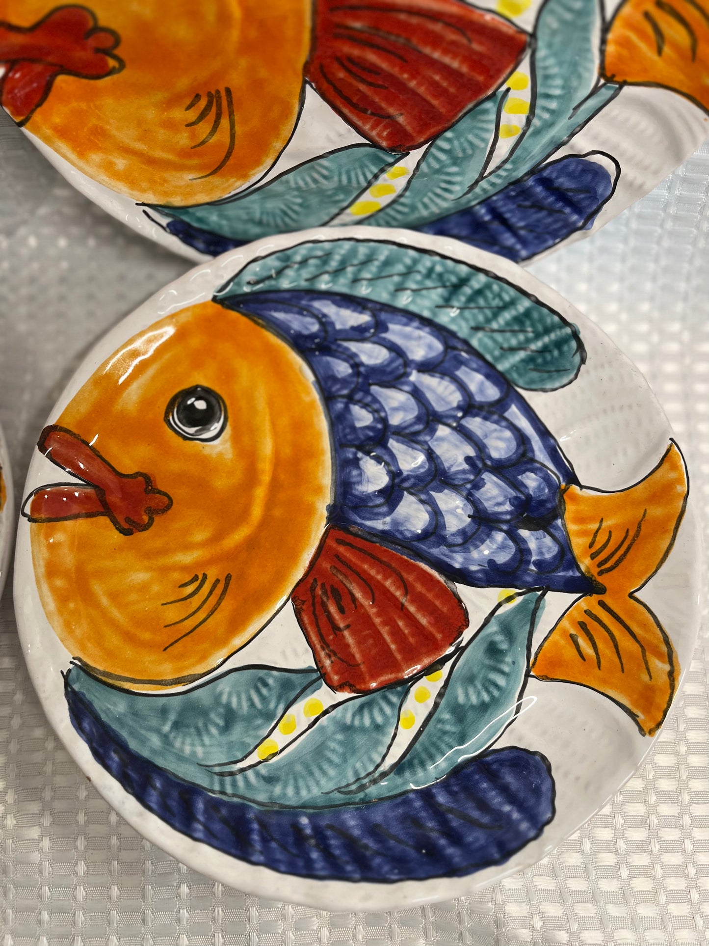 Set of 5 Duca di Camestra Dinner Plates - Fish