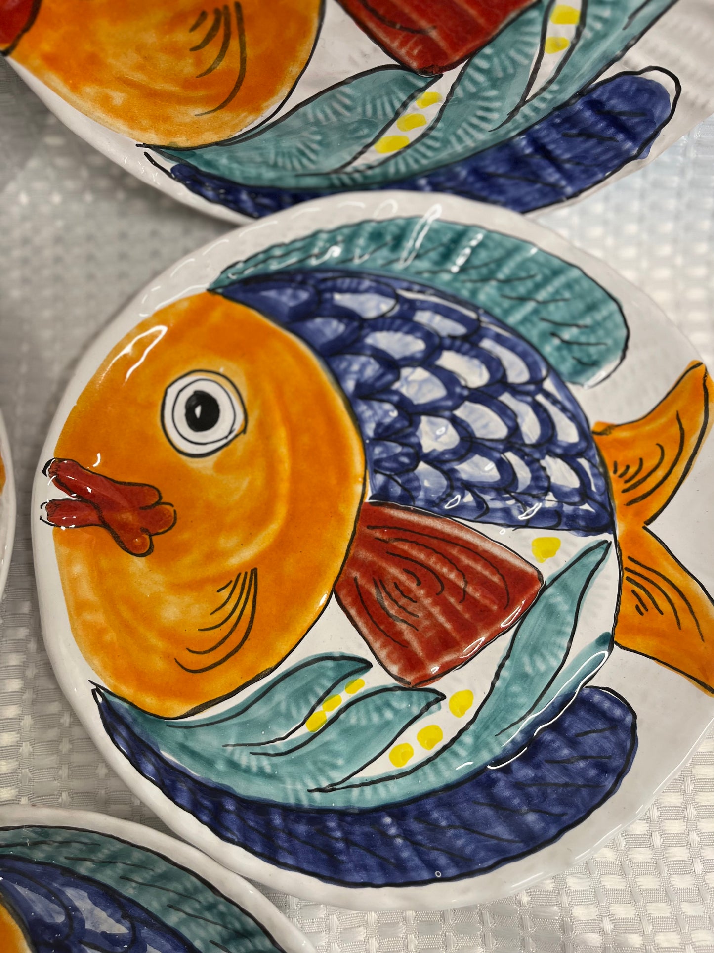 Set of 5 Duca di Camestra Dinner Plates - Fish