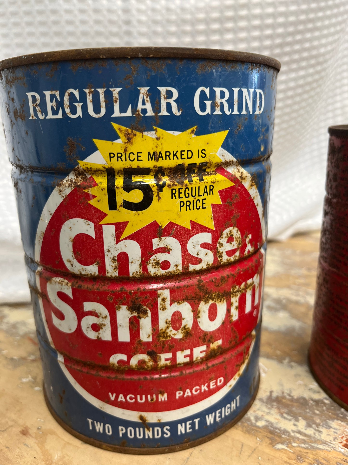 Set of 2 vintage coffee cans - Folgers and Chase & Sanborn