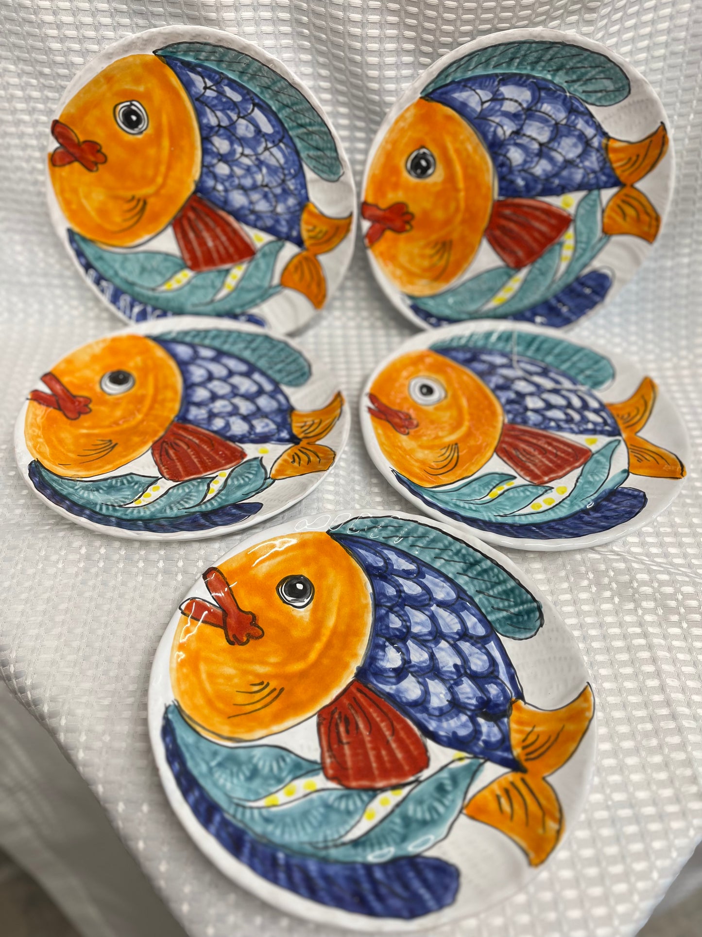 Set of 5 Duca di Camestra Dinner Plates - Fish