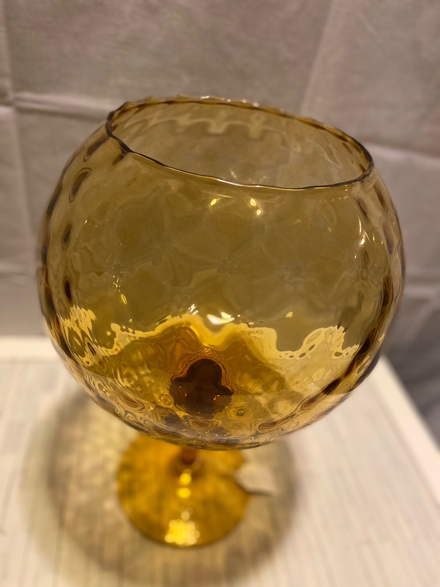 Empoli Optic Amber Footed Vase/Snifter/Fish Bowl